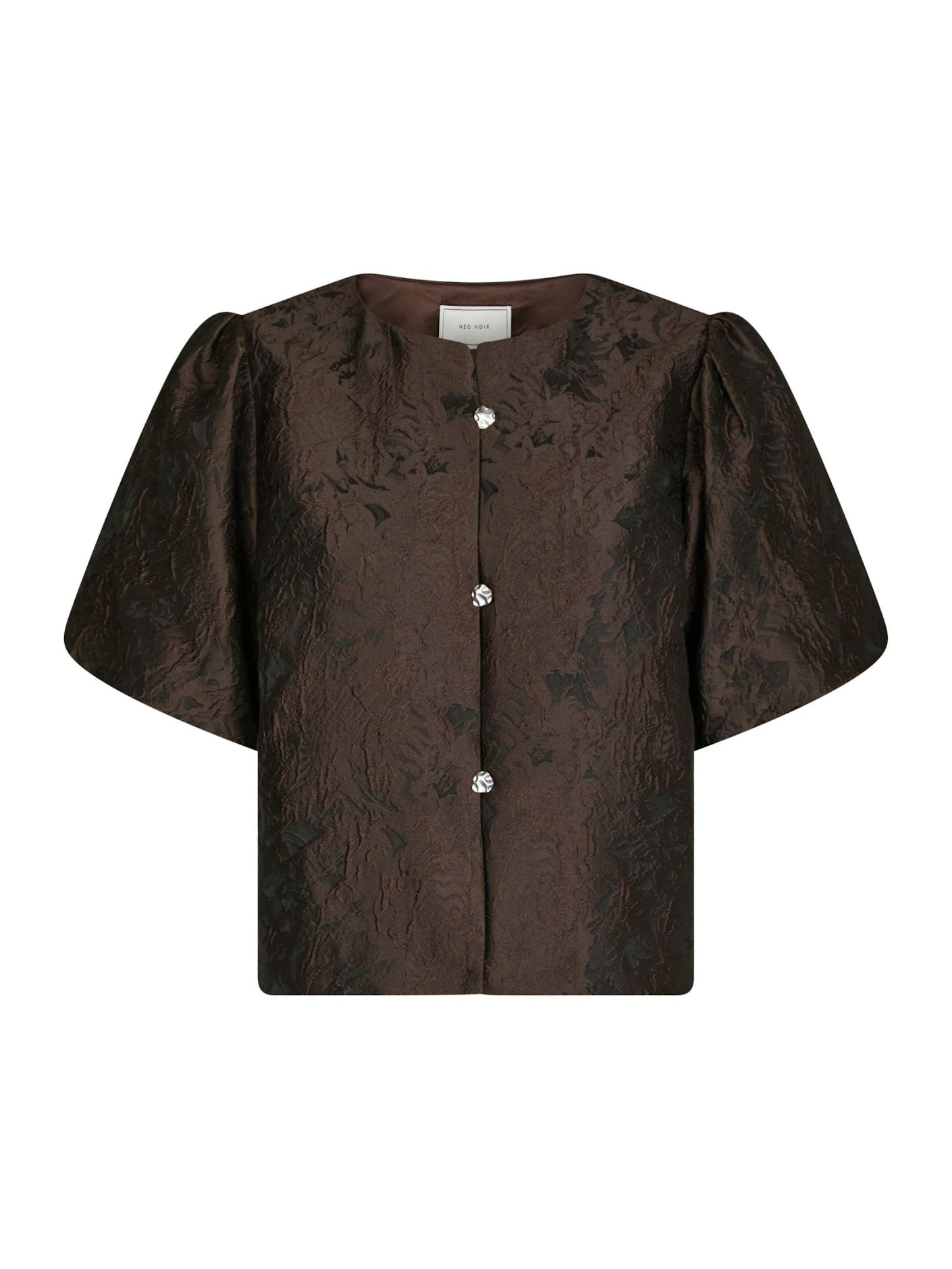Aisa Brocade Blouse Dark Brown Neo Noir