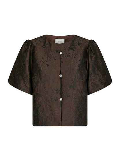 Aisa Brocade Blouse Dark Brown Neo Noir