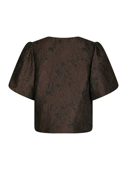 Aisa Brocade Blouse Dark Brown Neo Noir