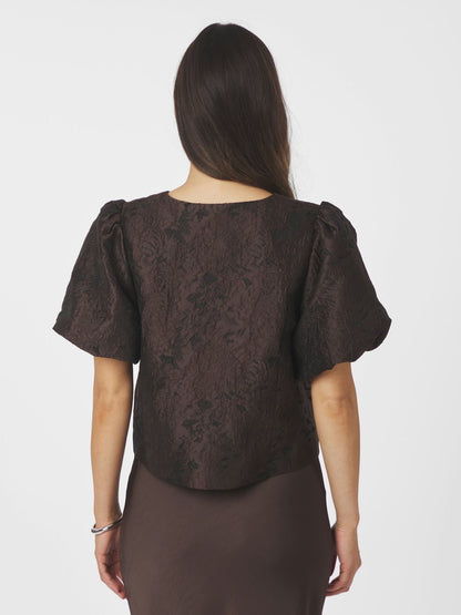 Aisa Brocade Blouse Dark Brown Neo Noir