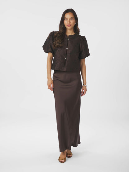 Aisa Brocade Blouse Dark Brown Neo Noir