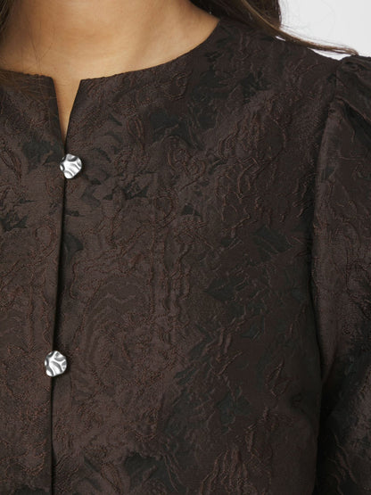 Aisa Brocade Blouse Dark Brown Neo Noir