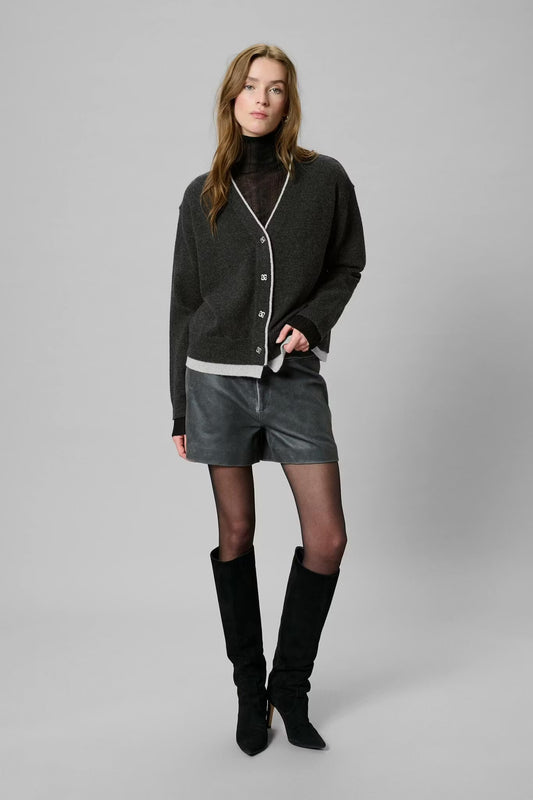 Tracy Knit Cardigan Dark Grey Mel My Essential Wardrobe