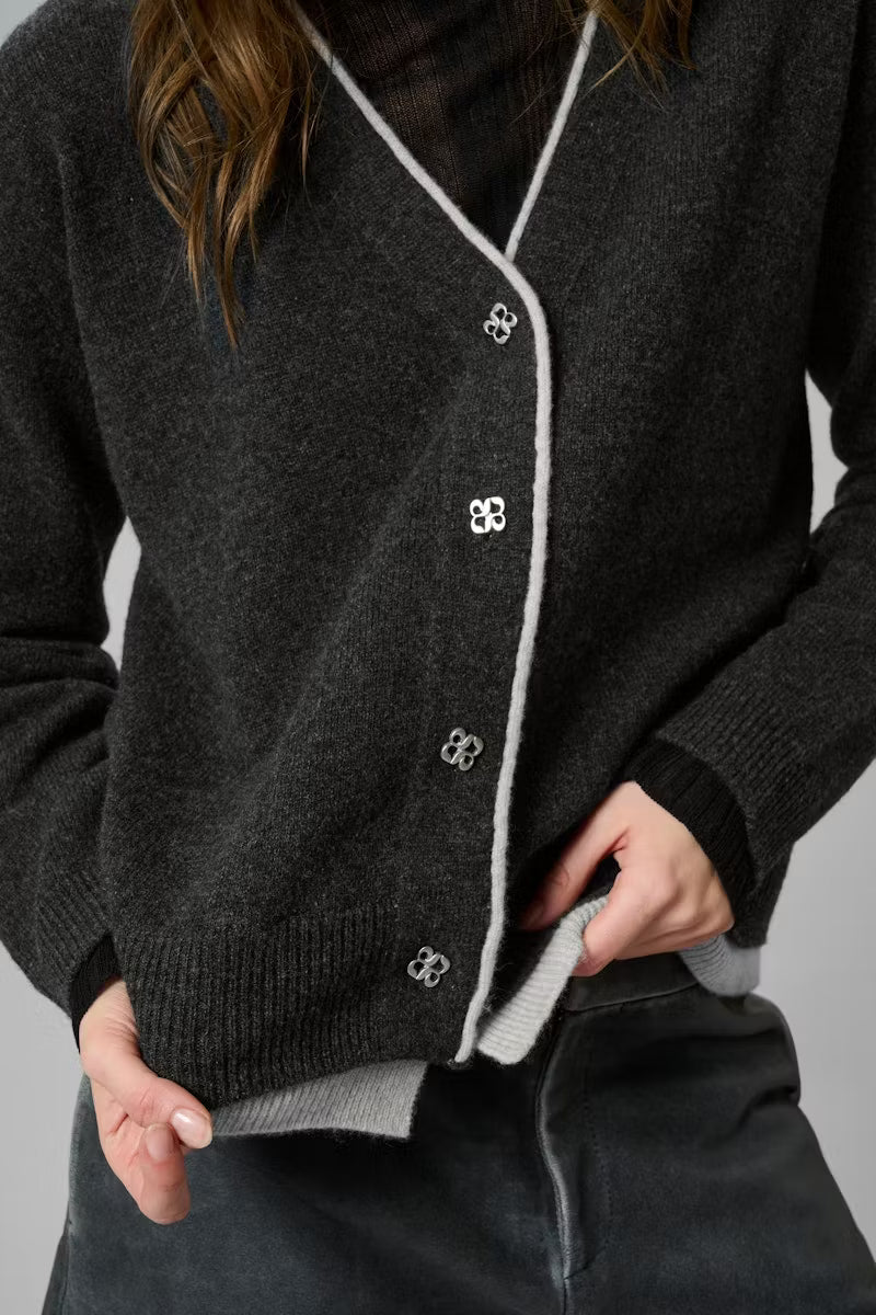 Tracy Knit Cardigan Dark Grey Mel My Essential Wardrobe
