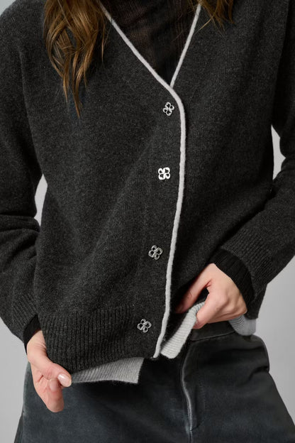 Tracy Knit Cardigan Dark Grey Mel My Essential Wardrobe