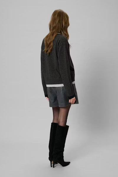 Tracy Knit Cardigan Dark Grey Mel My Essential Wardrobe