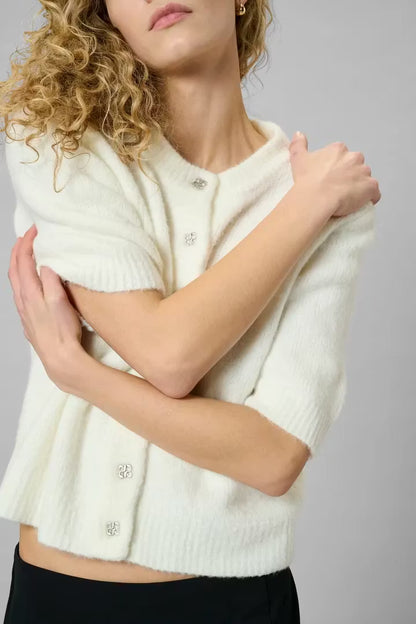 EllieMW Knit Cardigan SS Snow White My Essential Wardrobe