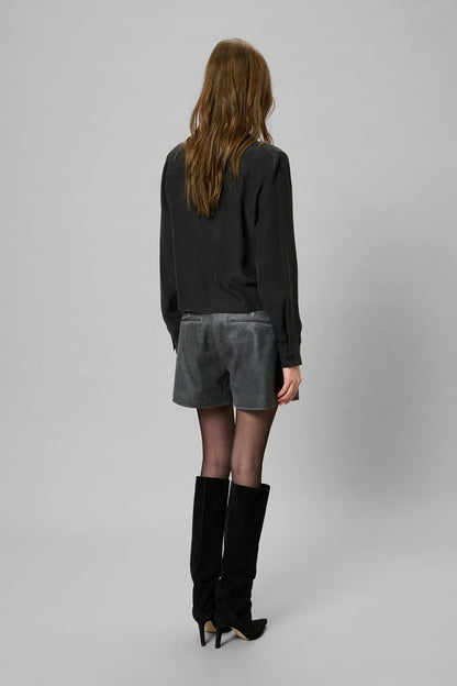 Silk Short Shirt Black My Essential Wardrobe