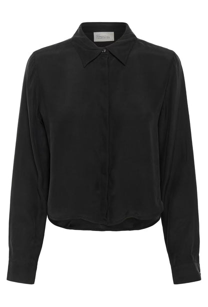 Silk Short Shirt Black My Essential Wardrobe