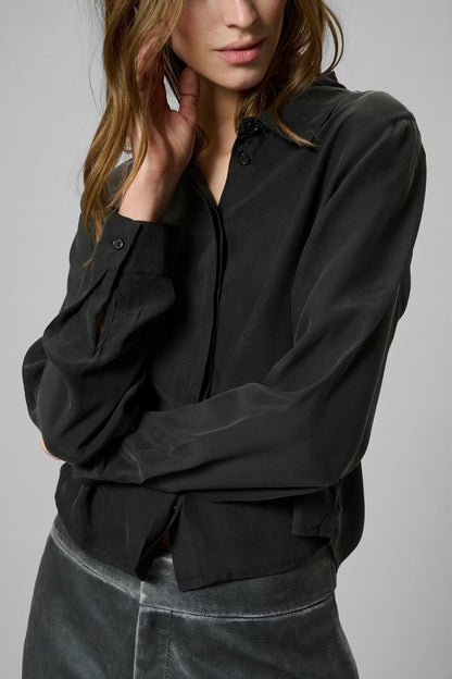 Silk Short Shirt Black My Essential Wardrobe