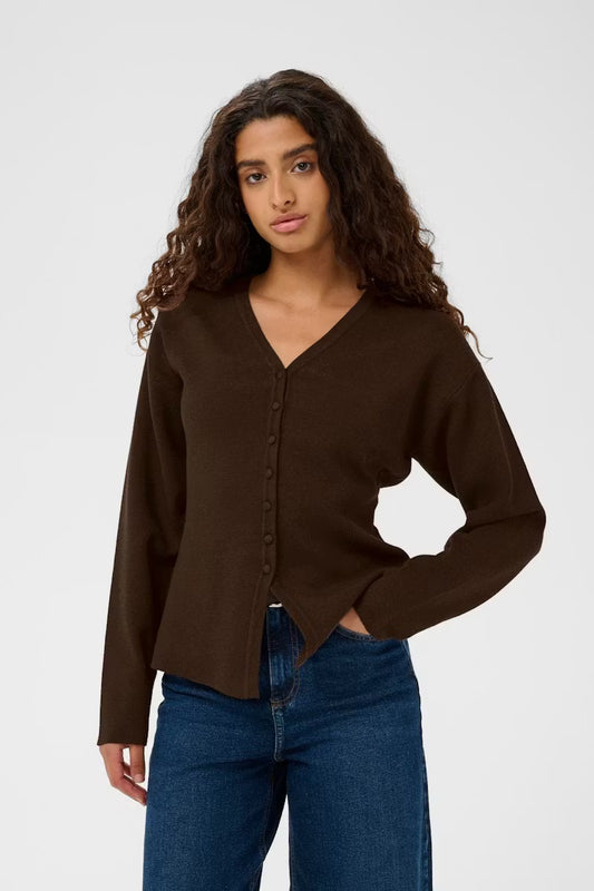 YenahIW Fitted Cardigan Coffee Brown Melange InWear