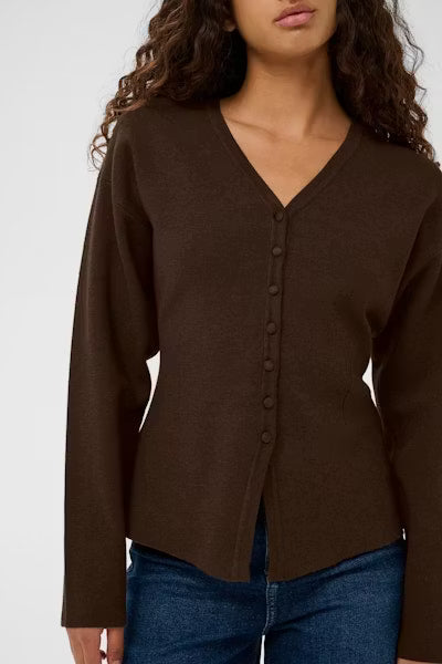 YenahIW Fitted Cardigan Coffee Brown Melange InWear