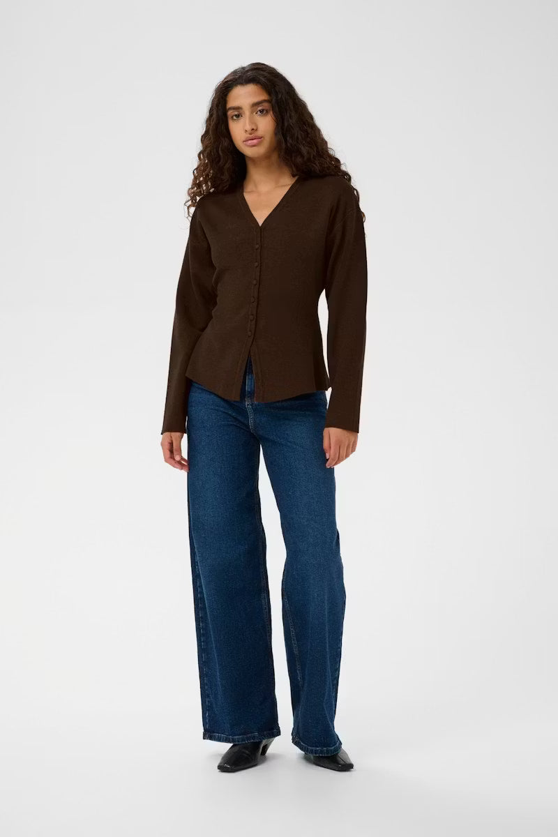 YenahIW Fitted Cardigan Coffee Brown Melange InWear