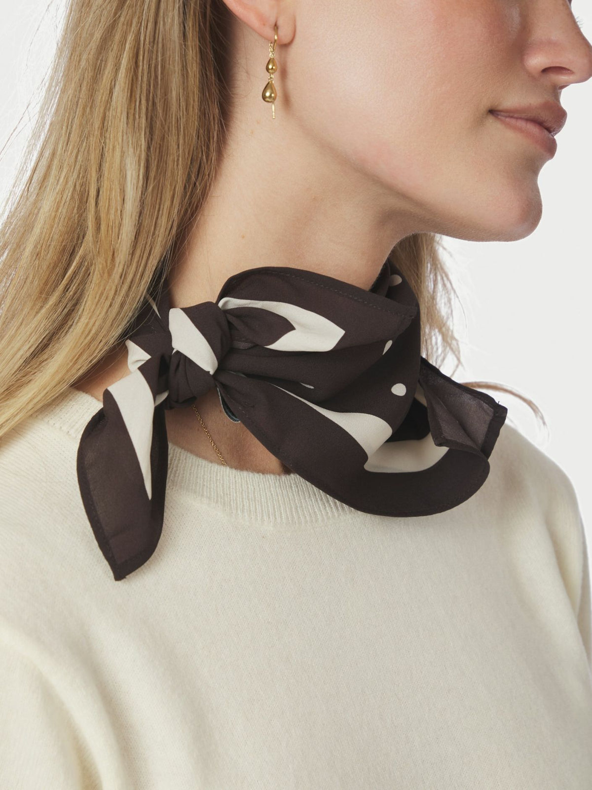 Judy Dot Scarf Dark Brown Neo Noir