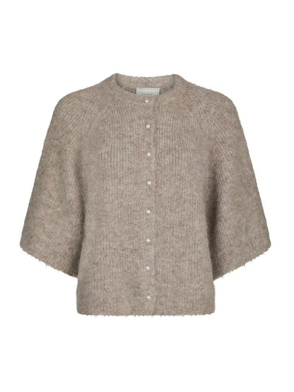 Amaya Fluffy Knit Cardigan Beige Melange Neo Noir