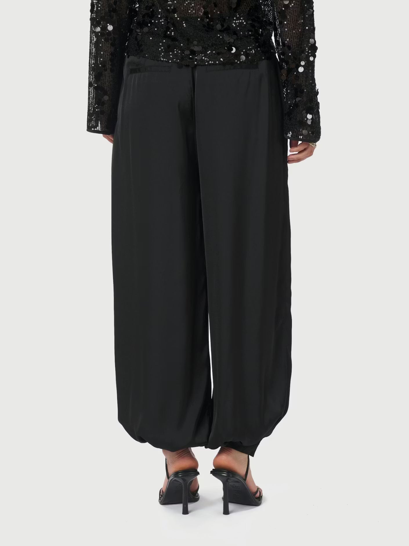 Fayla Drapy Satin Balloon Pants Black Neo Noir