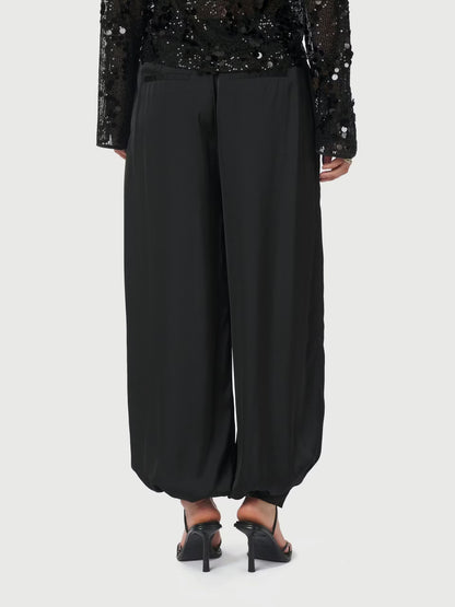 Fayla Drapy Satin Balloon Pants Black Neo Noir