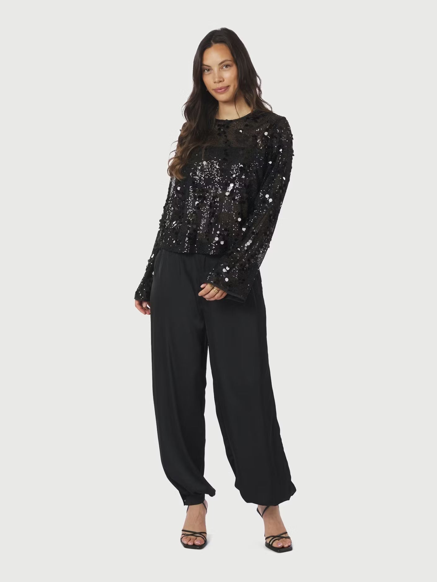 Fayla Drapy Satin Balloon Pants Black Neo Noir