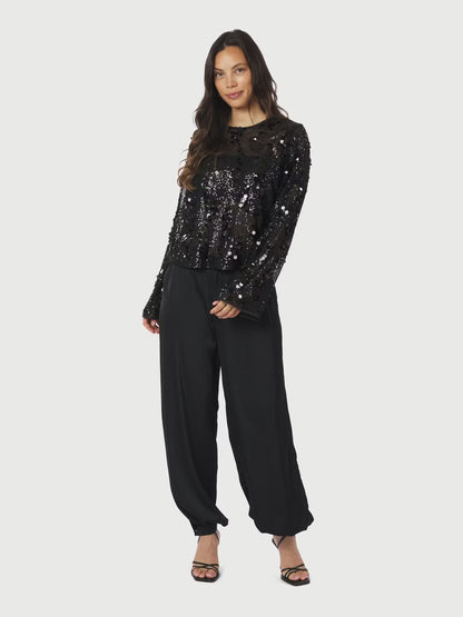 Fayla Drapy Satin Balloon Pants Black Neo Noir