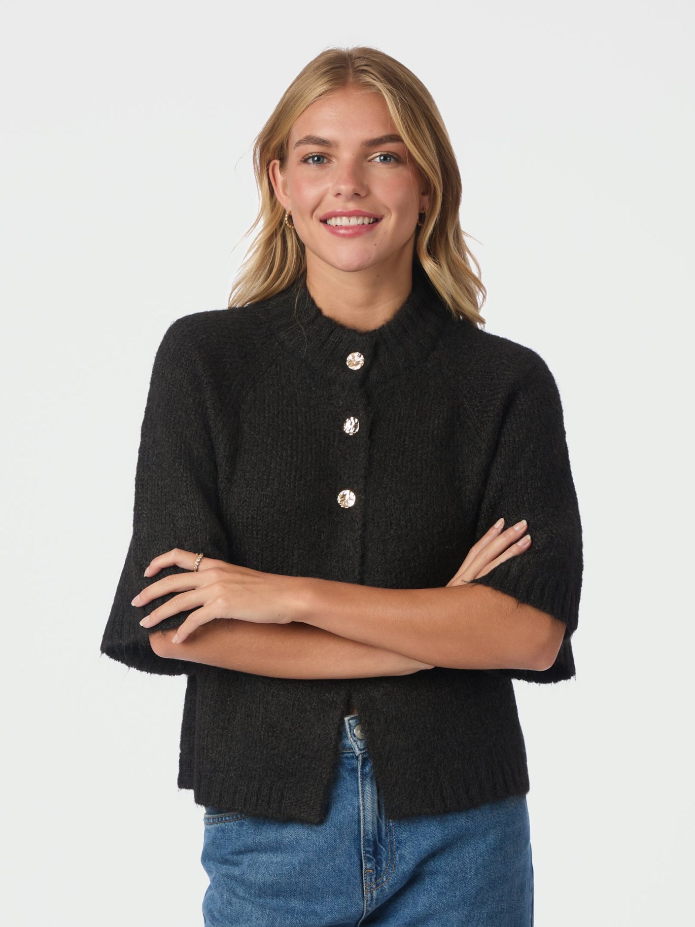 Benuta Fluffy Knit Cardigan Dark Brown Neo Noir