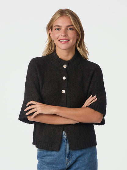 Benuta Fluffy Knit Cardigan Dark Brown Neo Noir