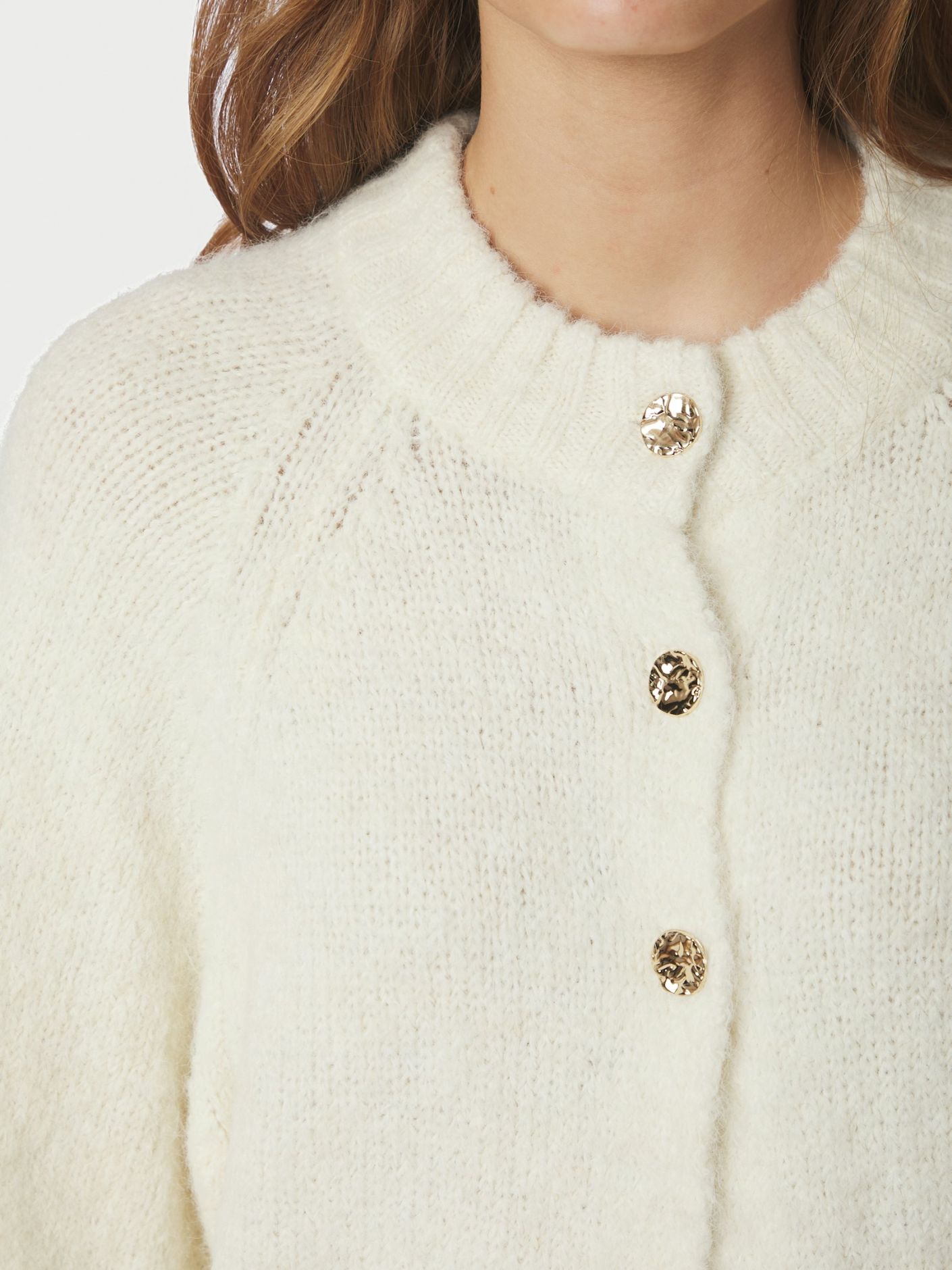 Benuta Fluffy Knit Cardigan Off White Neo Noir