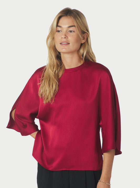 Liora Heavy Sateen Blouse Dark Red Neo Noir