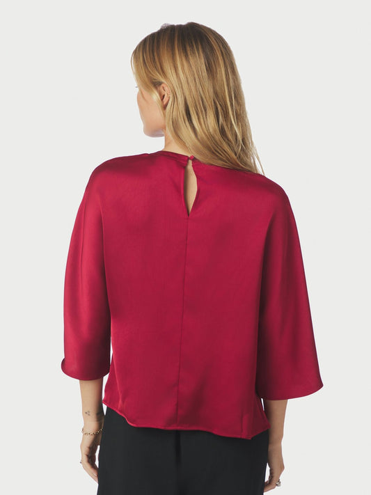 Liora Heavy Sateen Blouse Dark Red Neo Noir