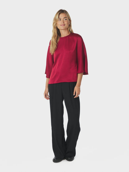 Liora Heavy Sateen Blouse Dark Red Neo Noir