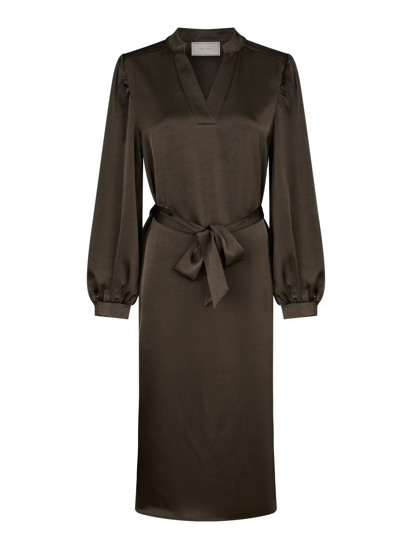 Rolana Heavy Sateen Dress Dark Brown Neo Noir