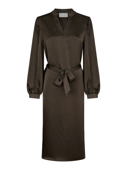 Rolana Heavy Sateen Dress Dark Brown Neo Noir