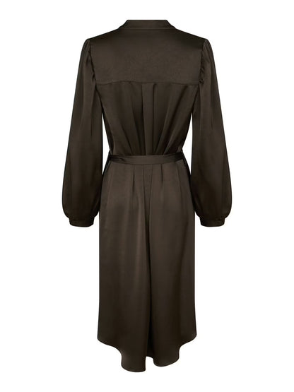 Rolana Heavy Sateen Dress Dark Brown Neo Noir