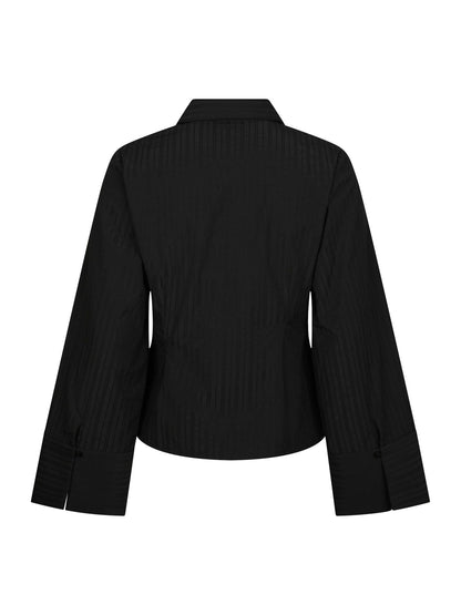 Fenli Tone Stripe Shirt Black Neo Noir
