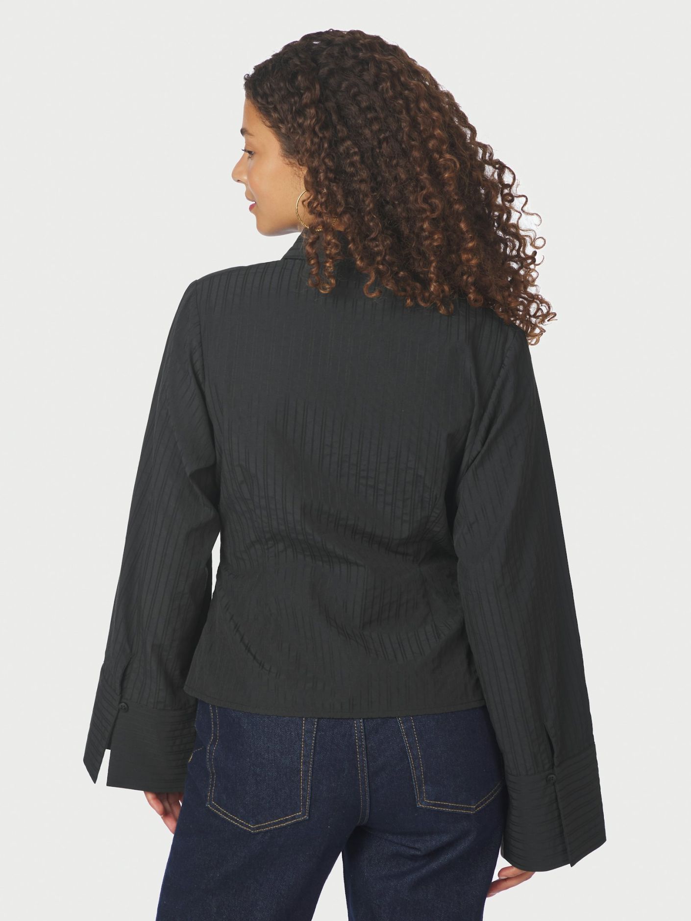 Fenli Tone Stripe Shirt Black Neo Noir