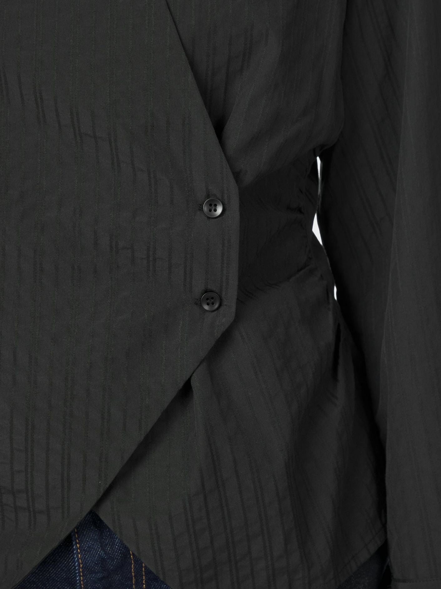 Fenli Tone Stripe Shirt Black Neo Noir