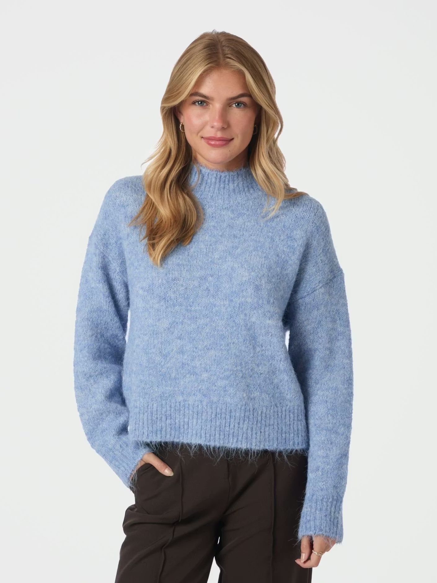 Paulina Fluffy Knit Blouse Dusty Blue Neo Noir