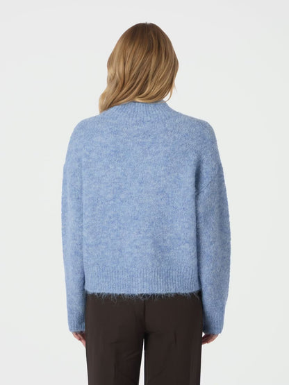 Paulina Fluffy Knit Blouse Dusty Blue Neo Noir