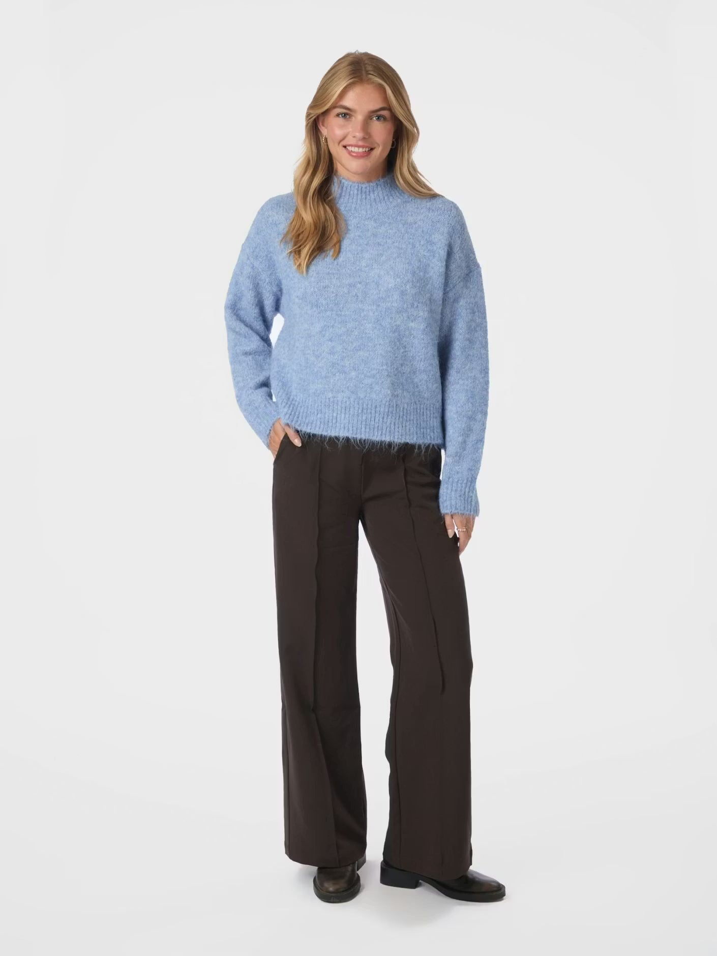 Paulina Fluffy Knit Blouse Dusty Blue Neo Noir