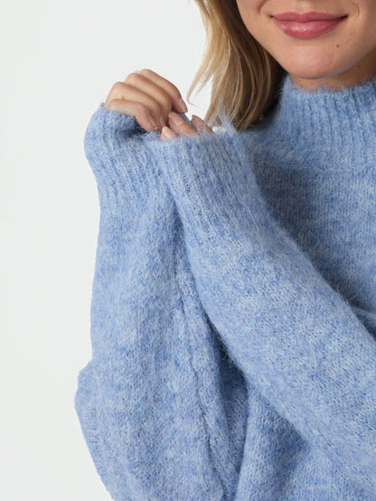 Paulina Fluffy Knit Blouse Dusty Blue Neo Noir