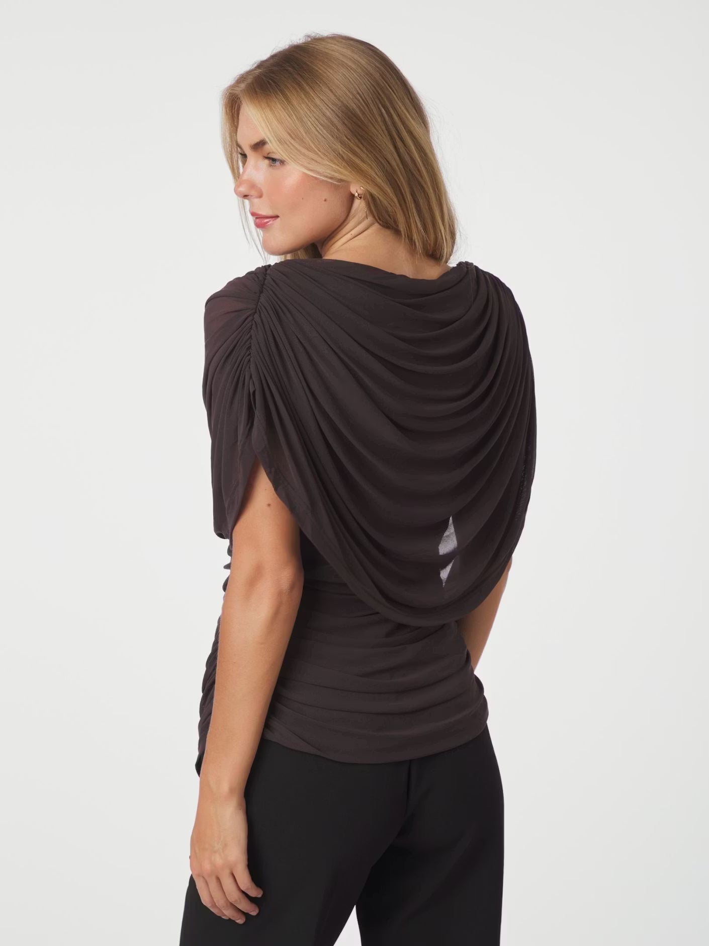 Cottuna Drapy Mesh Top Brown Neo Noir