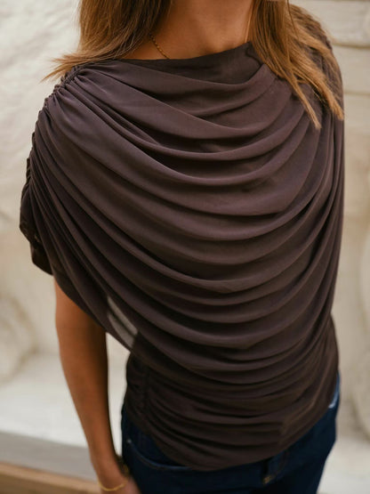Cottuna Drapy Mesh Top Brown Neo Noir