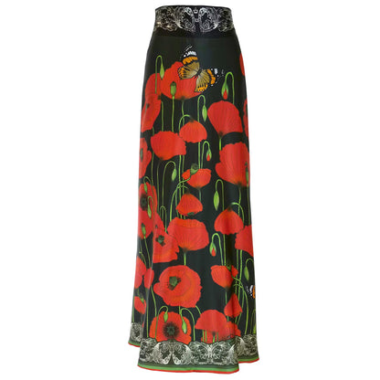Silk Wrap Skirt Poppy Dark Kueen
