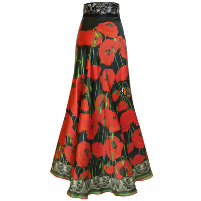 Silk Wrap Skirt Poppy Dark Kueen