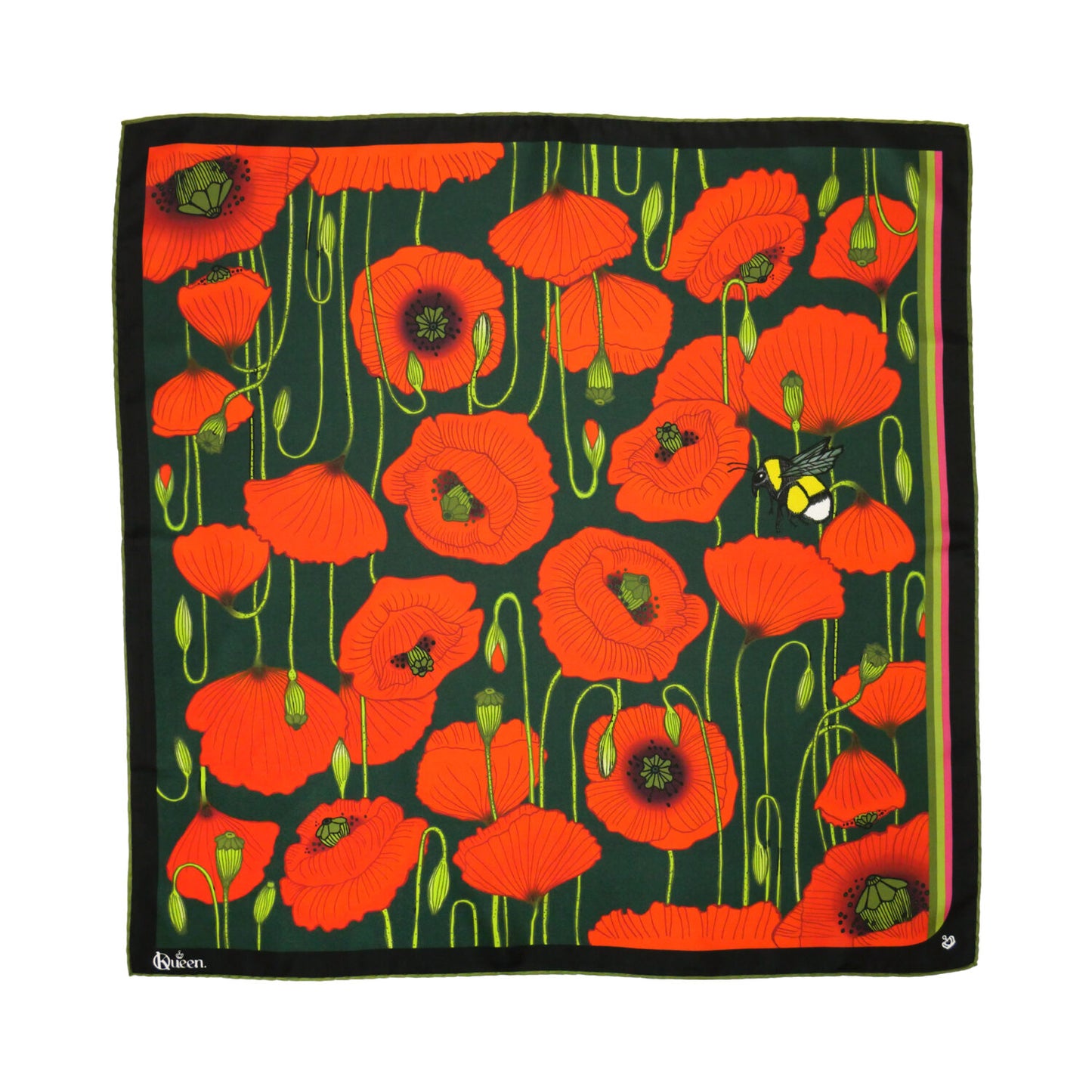Silk Scarf Sweetly Small Poppy Dark Kueen
