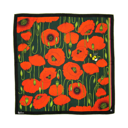 Silk Scarf Sweetly Small Poppy Dark Kueen
