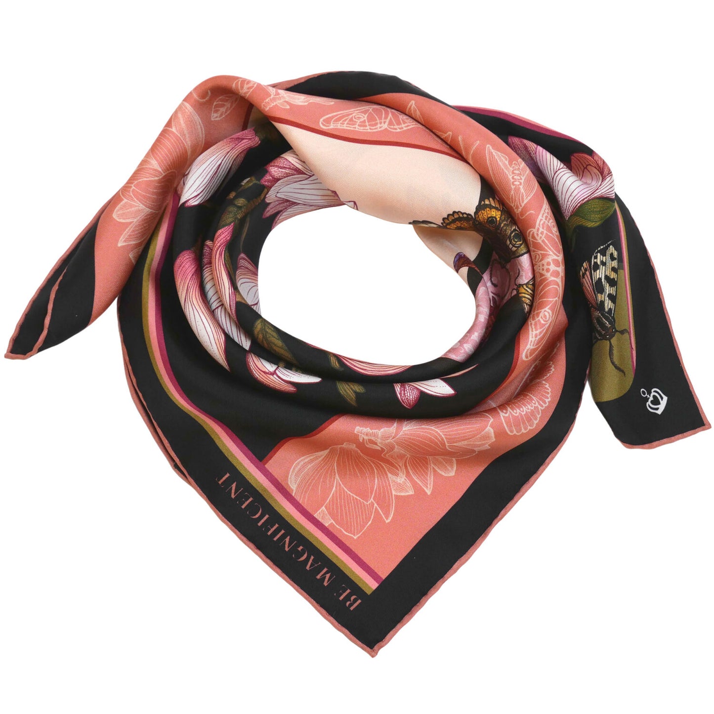 Silk Scarf Sweetly Small Magnolia Morning & Midnight Kueen
