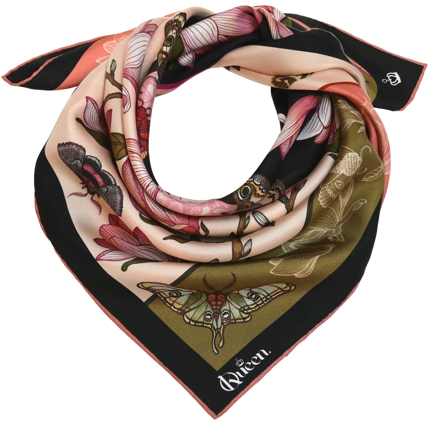 Silk Scarf Sweetly Small Magnolia Morning & Midnight Kueen