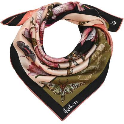 Silk Scarf Sweetly Small Magnolia Morning & Midnight Kueen