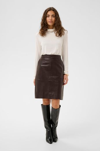 Berta Leather Skirt Coffee Bean Culture