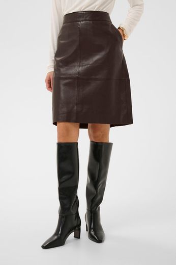 Berta Leather Skirt Coffee Bean Culture